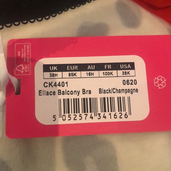 38K CURVY KATE Ellace Balcony Bra Black/Champagne - Picture 9 of 9